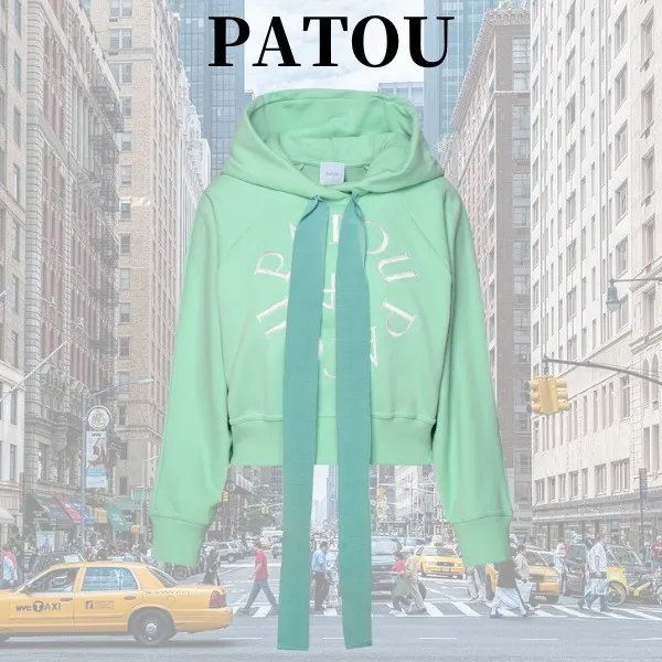 PATOU Street Style Long Sleeves Plain Cotton Logo T-Shirt