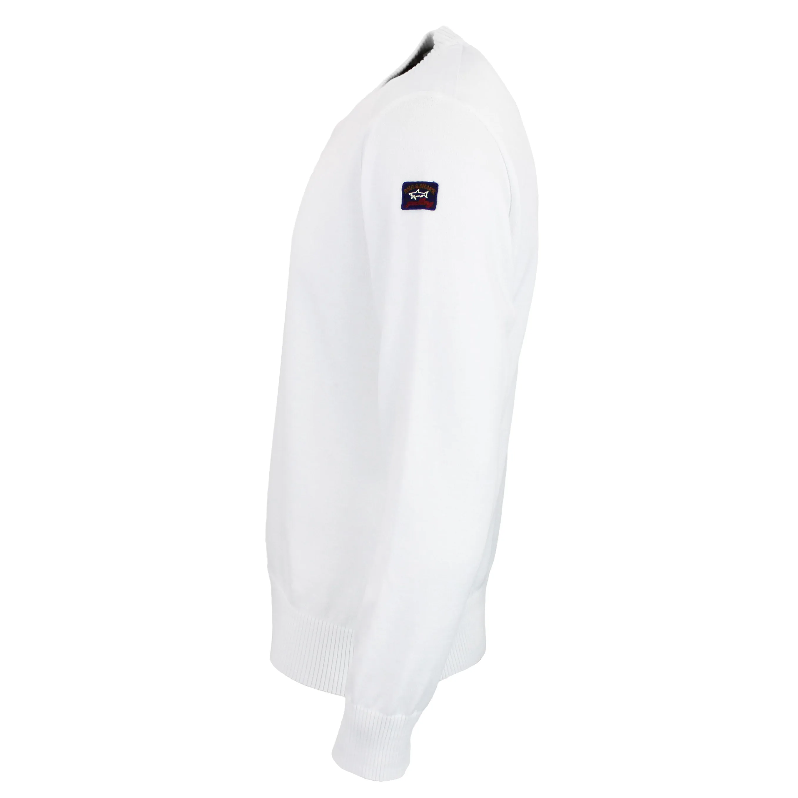 Paul & Shark Crew Neck Tonal Panel Cotton Jumper White