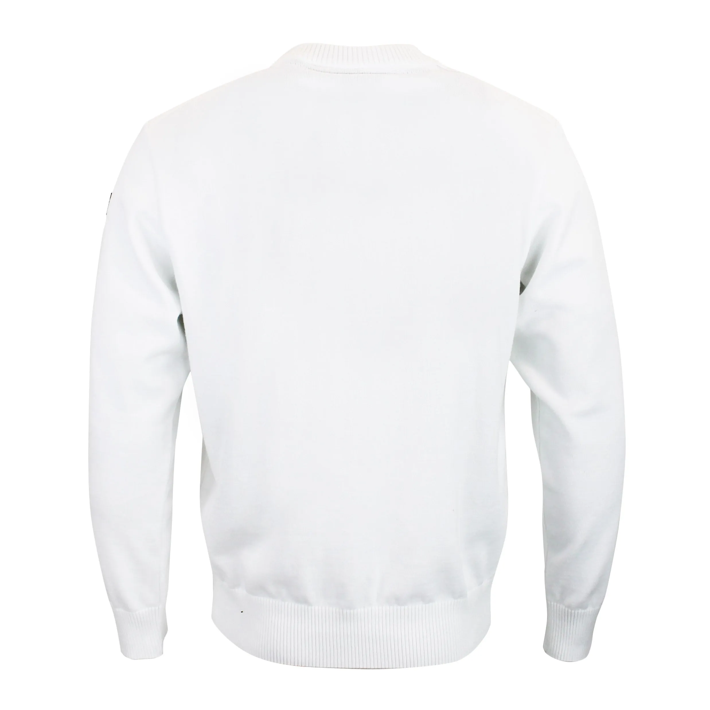 Paul & Shark Crew Neck Tonal Panel Cotton Jumper White