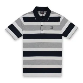 Paul & Shark - White Grey Navy Striped Polo Shirt