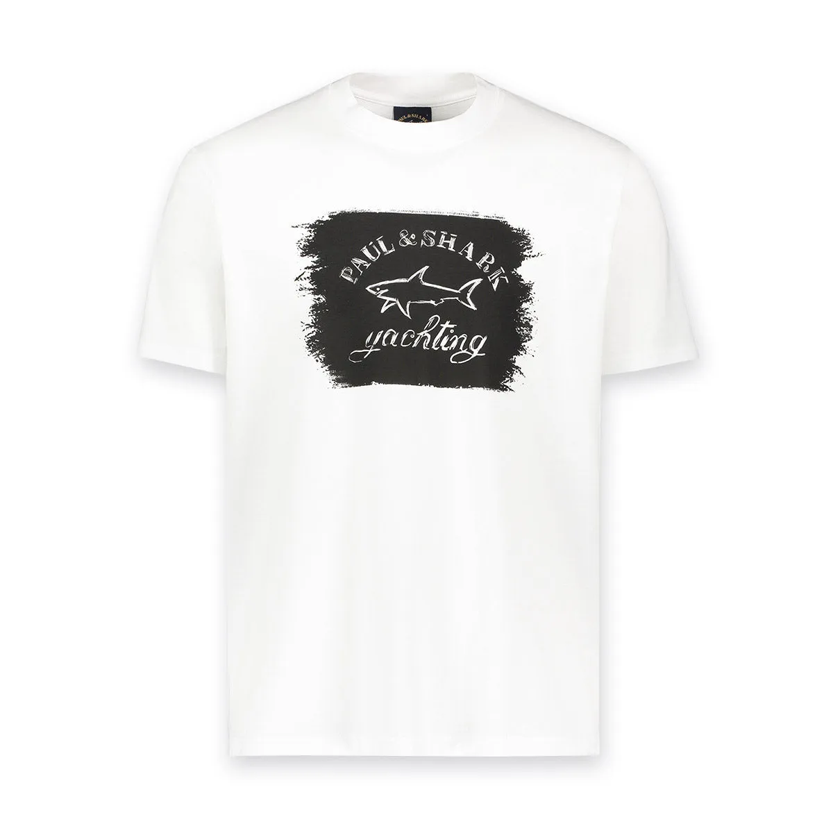 Paul & Shark white printed brushed logo t-shirt.