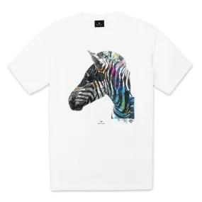 Paul Smith Graffiti Zebra Print T-Shirt in White.