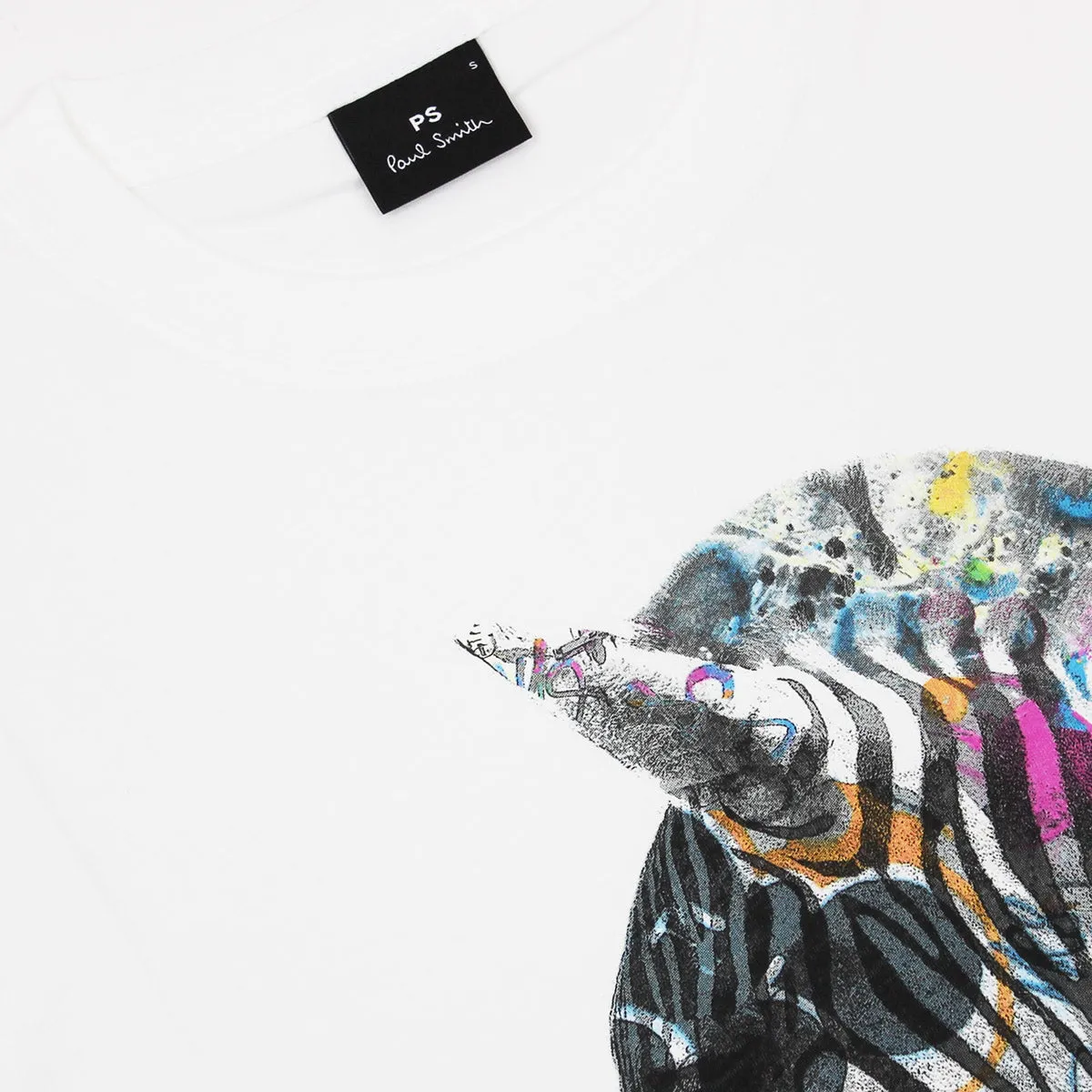 Paul Smith Graffiti Zebra Print T-Shirt in White.