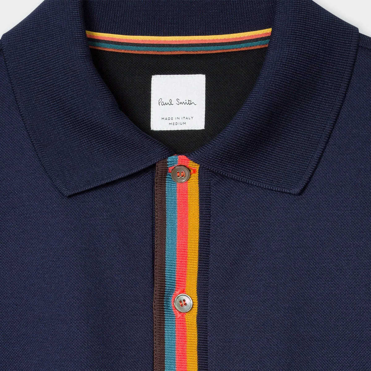 Paul Smith - Slim Fit Polo Shirt in Navy, featuring 'Artist Stripe' design