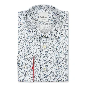 Paul Smith White Floral Shirt with Artist Stripe Cuff