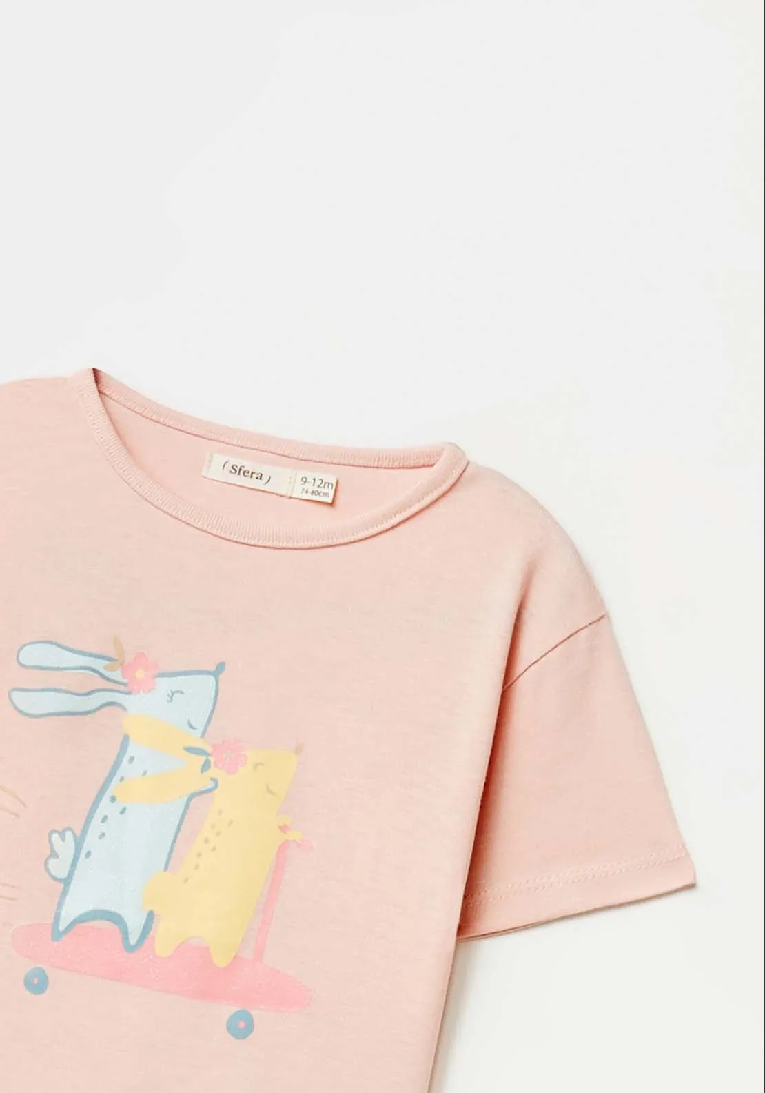 Pink Rabbit Print T-Shirt