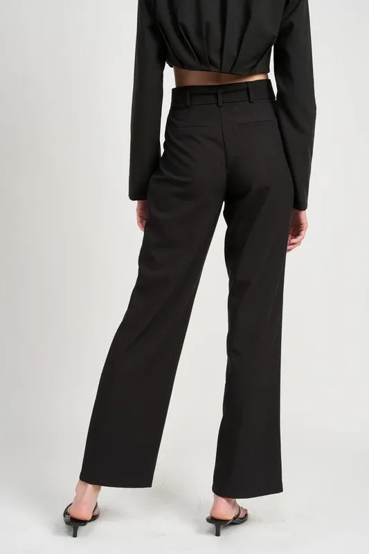 Pleated trousers with side detail and belt