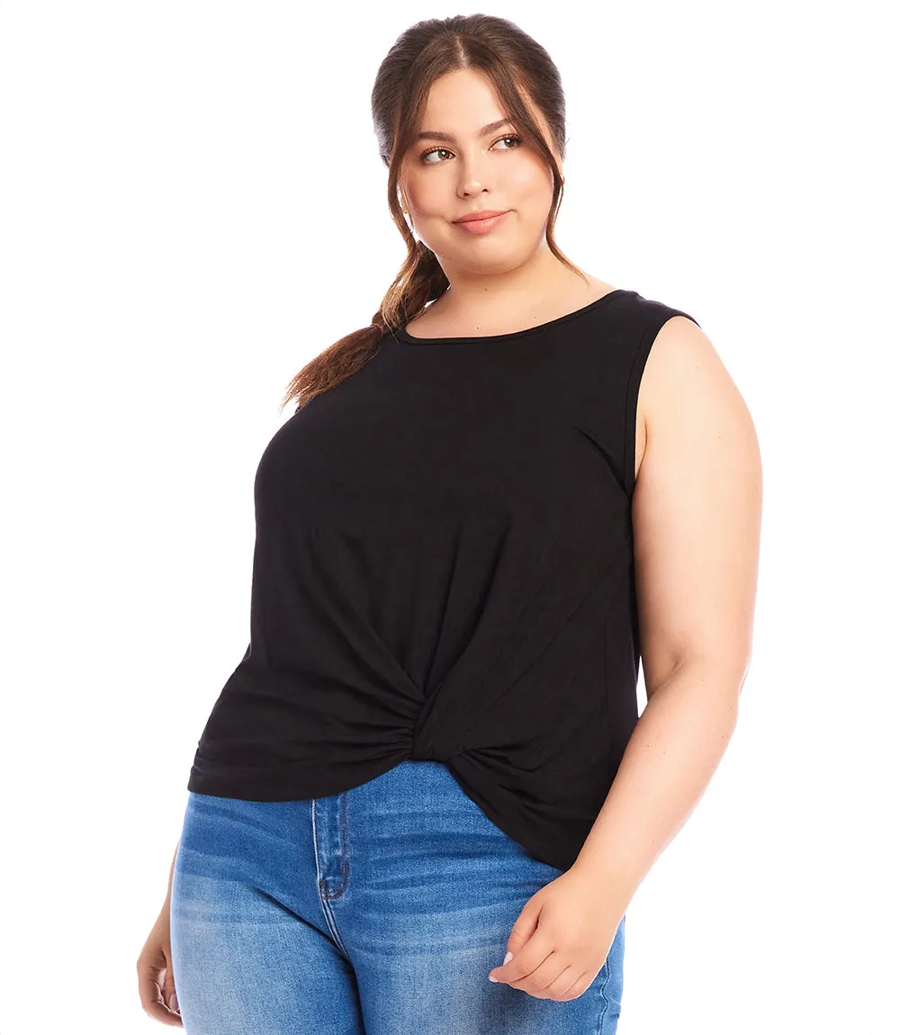 Plus Size Sleeveless Draped Top