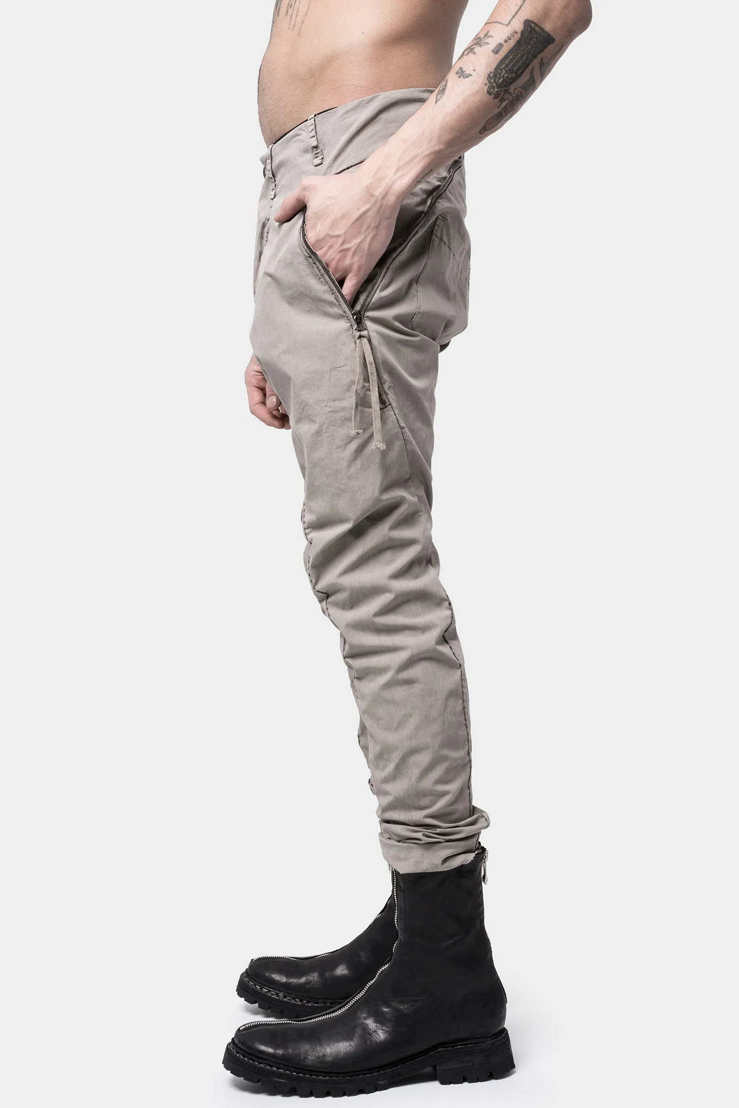 Poplin split zip pants, Shale - Split zip poplin pants, Shale.