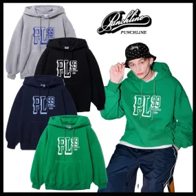 PUNCHLINE Unisex Street Style Cotton Logo Hoodies