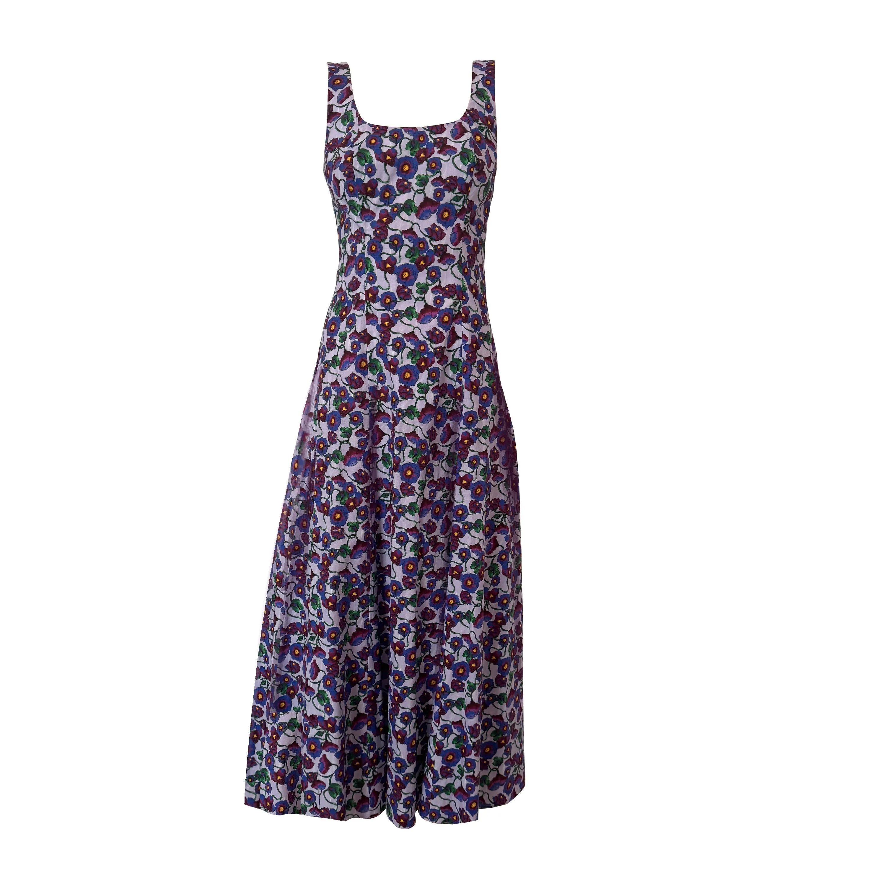 Purple Wild Poppy Cotton Tank Dress