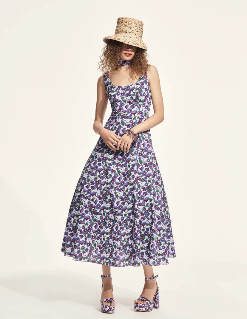 Purple Wild Poppy Cotton Tank Dress