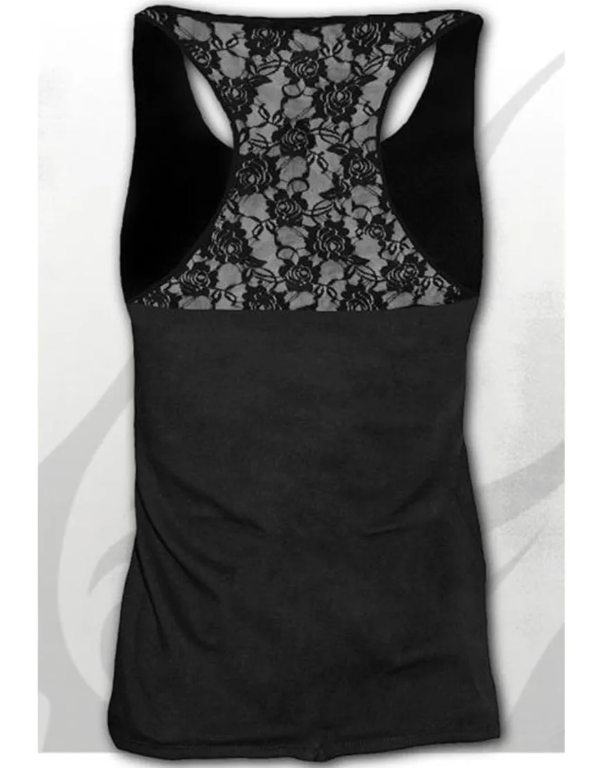 Racer back Lace Tank Top - Black