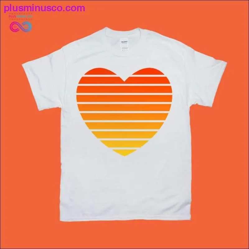 Retro Sunset T-Shirts - Orange Heart