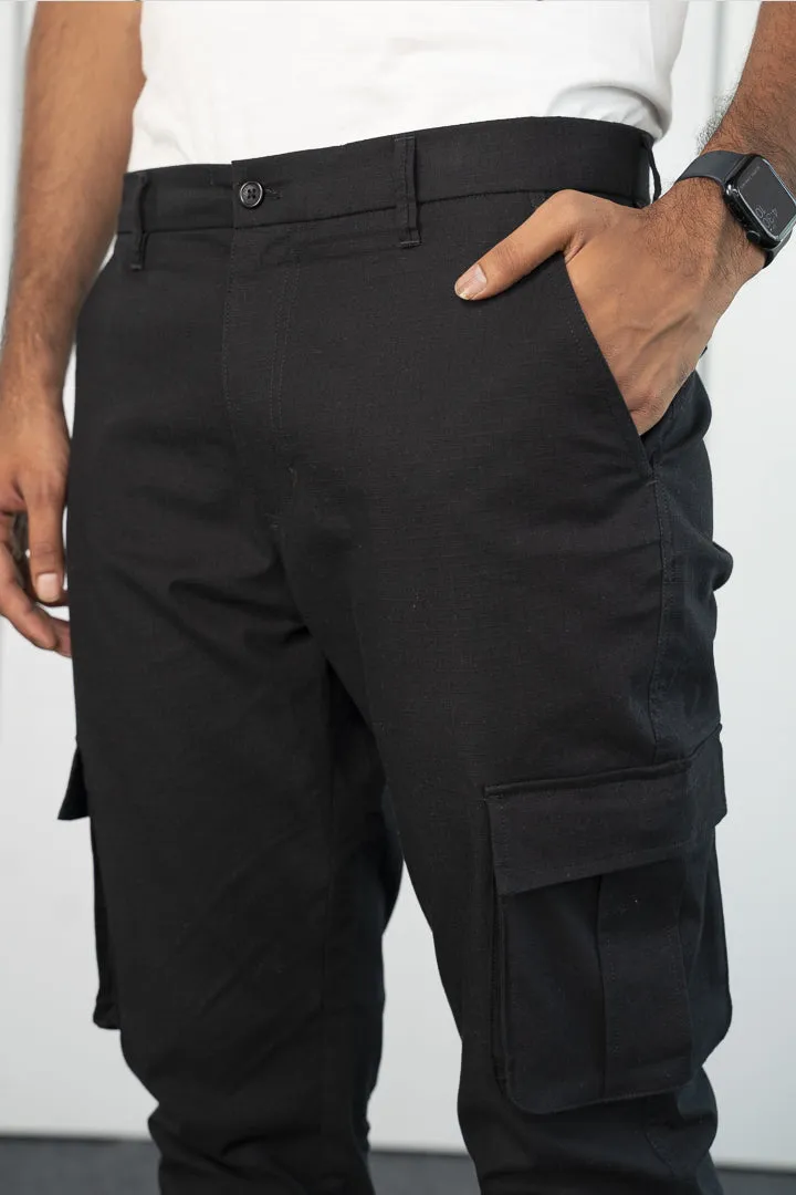 Ripstop Cargo Pants - Black Textured