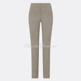 Robell Marie Trouser 51412-54401-13, Light Taupe Leaf Jacquard