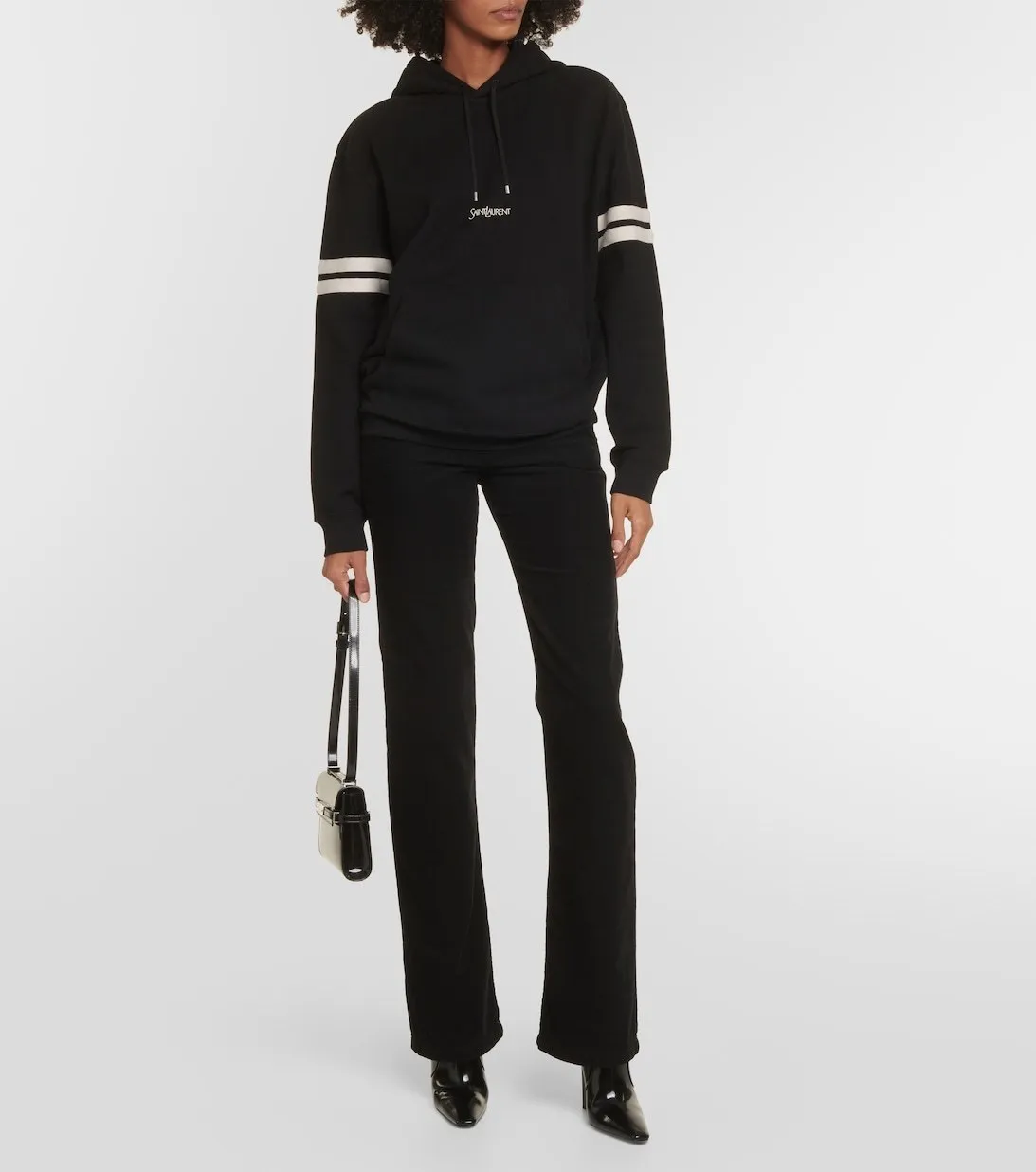 Saint Laurent long sleeve cotton logo hoodies and sweatshirts for street style