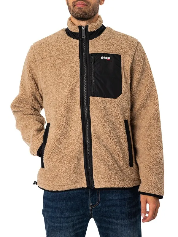 Schott Borg Fleece Jacket - Beige