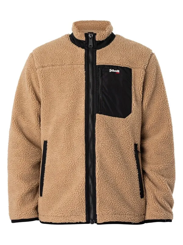 Schott Borg Fleece Jacket - Beige