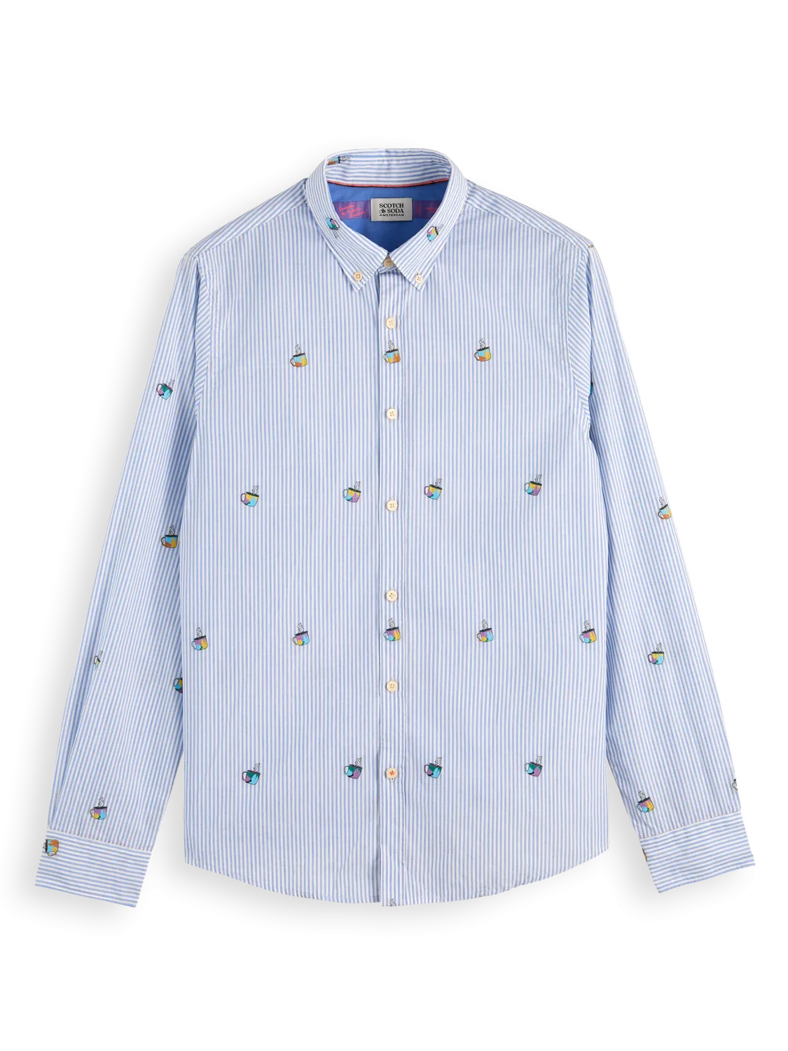 Scotch and Soda Fill-Coupe Shirt Fine Stripe Embroidered Mugs