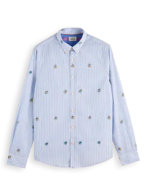 Scotch and Soda Fill-Coupe Shirt Fine Stripe Embroidered Mugs