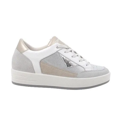 sneakers IGI&CO donna pelle tessuto laminato cristal argento