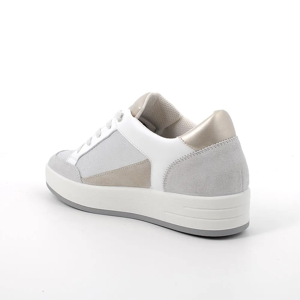 sneakers IGI&CO donna pelle tessuto laminato cristal argento