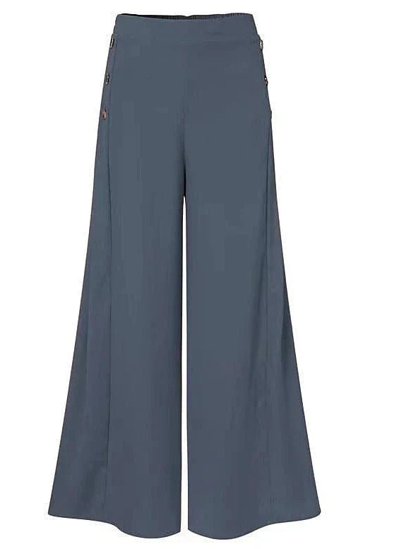 Sophisticated Wide Leg Culottes Pants, Black and Wine, S, M