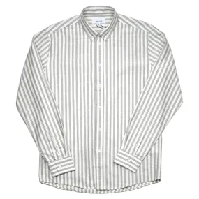 Soulland Goldsmith White Green Striped Button-down Shirt