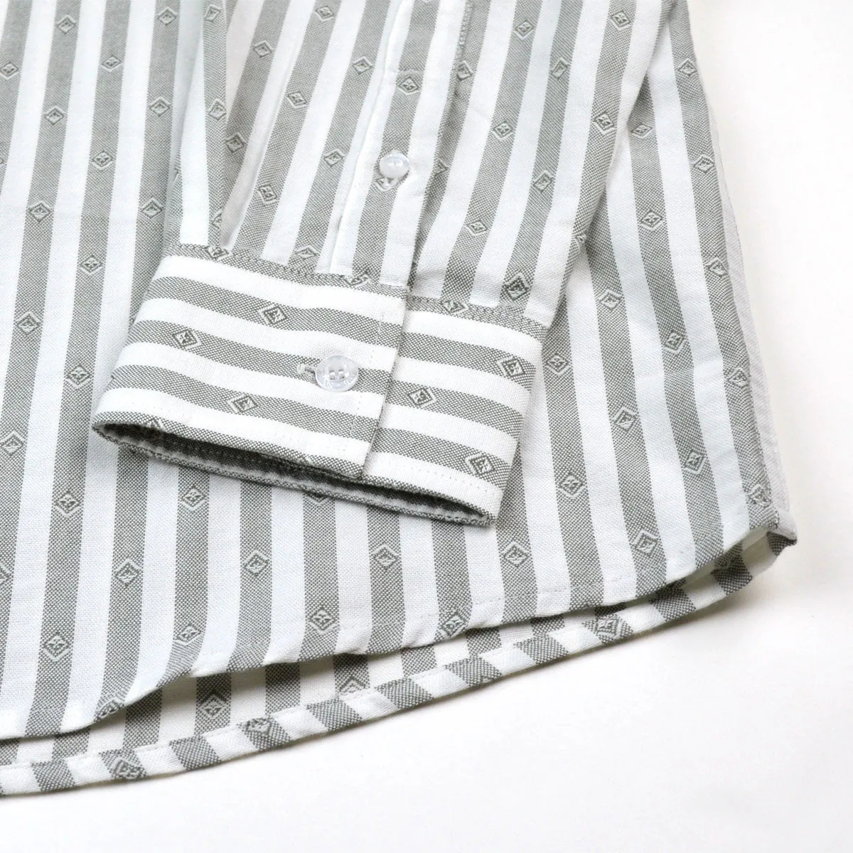 Soulland Goldsmith White Green Striped Button-down Shirt