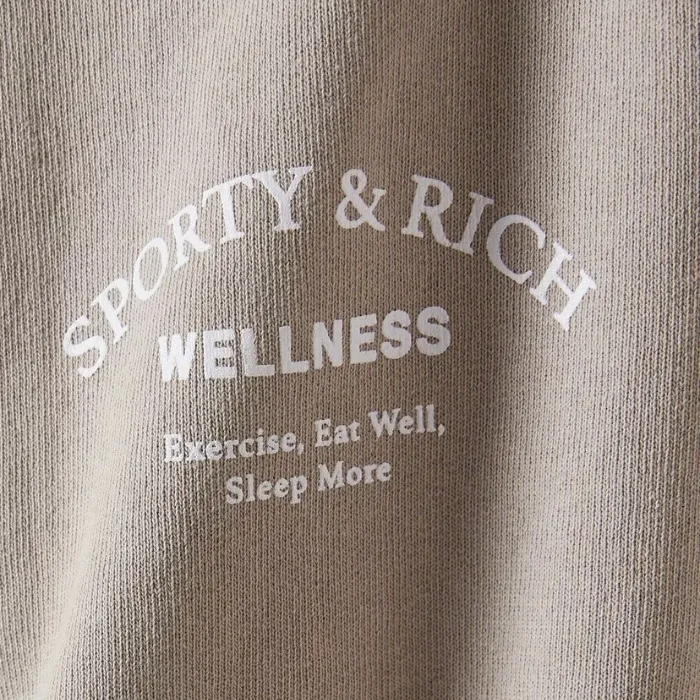 Sporty & Rich - Plain Logo Crew Neck Long Sleeve Hoodies & Sweatshirts