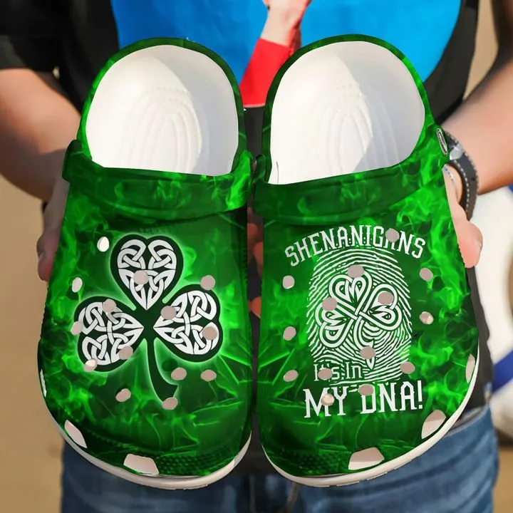 St Patrick’s Day Shamrock Leaf Shenanigans It’s In My DNA Irish Crocband Crocs Shoes