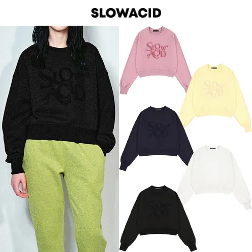 Street Style Long Sleeves Logo Hoodies & Sweatshirts | Slow Acid