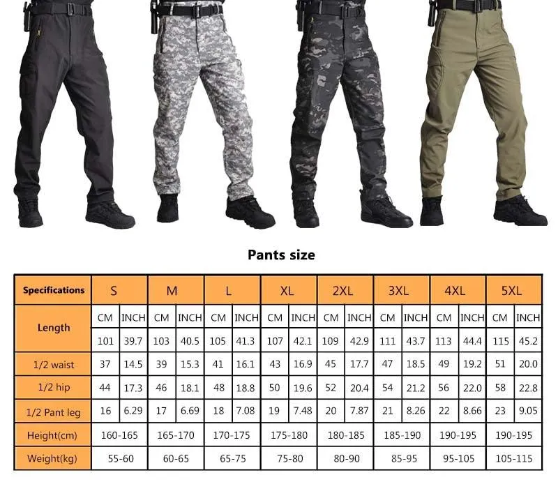 Tactical Pants - Soft Shell - Fleece - Cargo - Military Pants