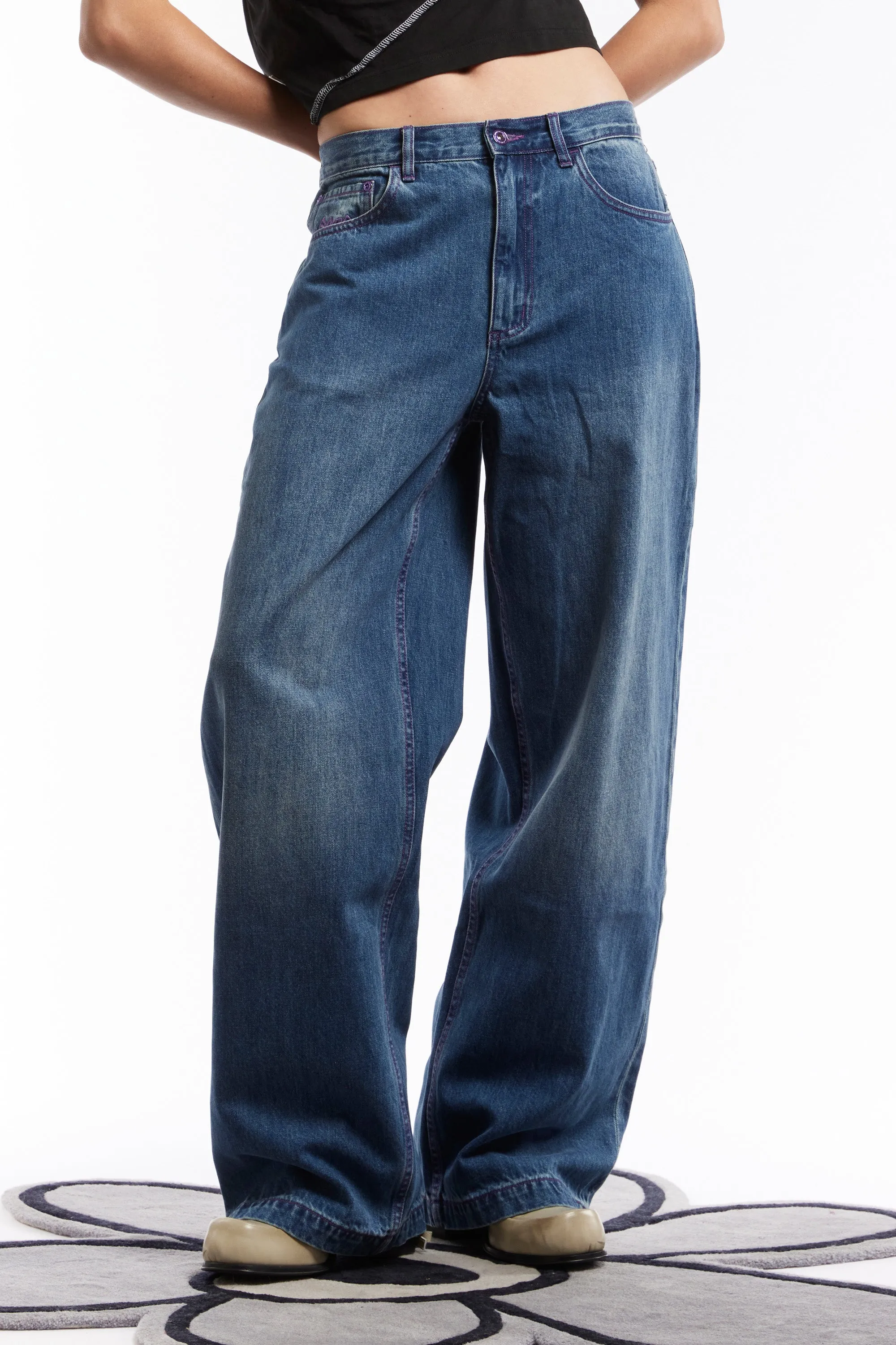 Tall wide leg denim jeans