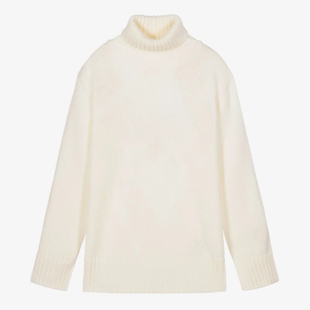 Teen Ivory Roll Neck Sweater