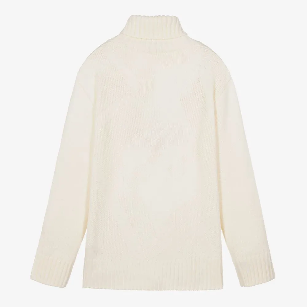 Teen Ivory Roll Neck Sweater