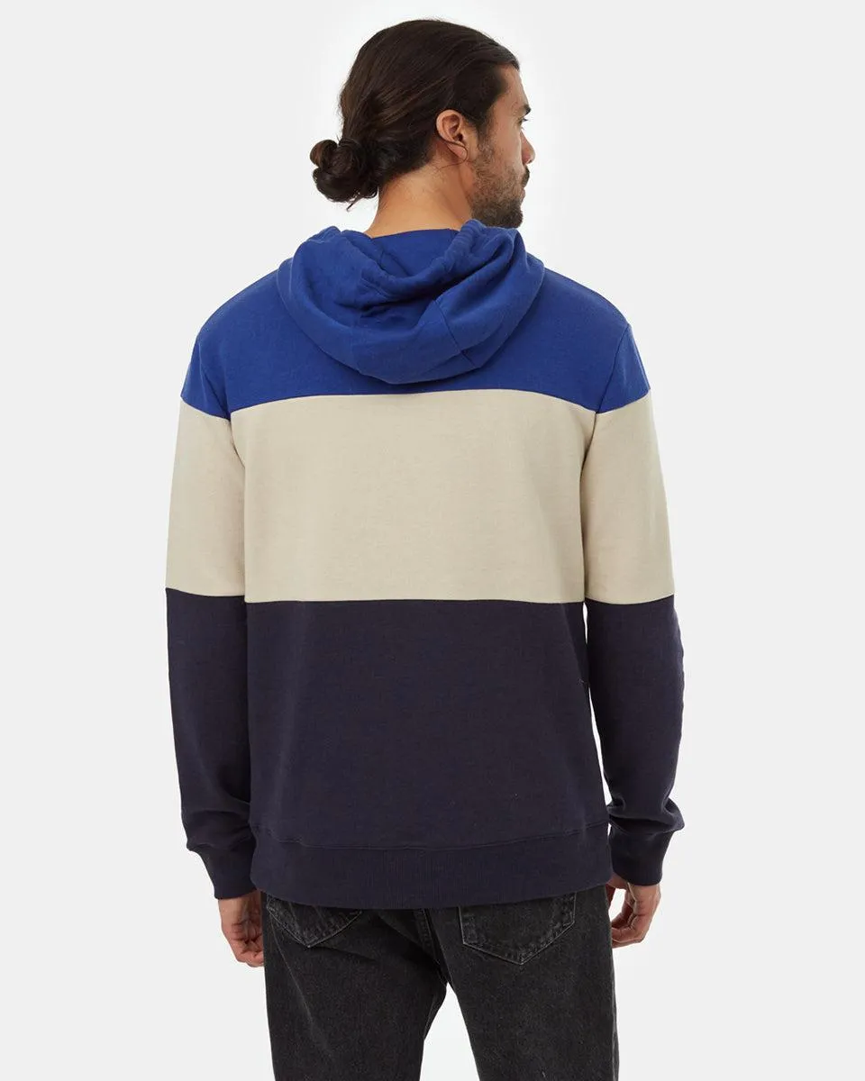 Tentree TreeFleece Blocked Reynard Hoodie - Sodalite Blue/Pale Oak/Midnight Blue.