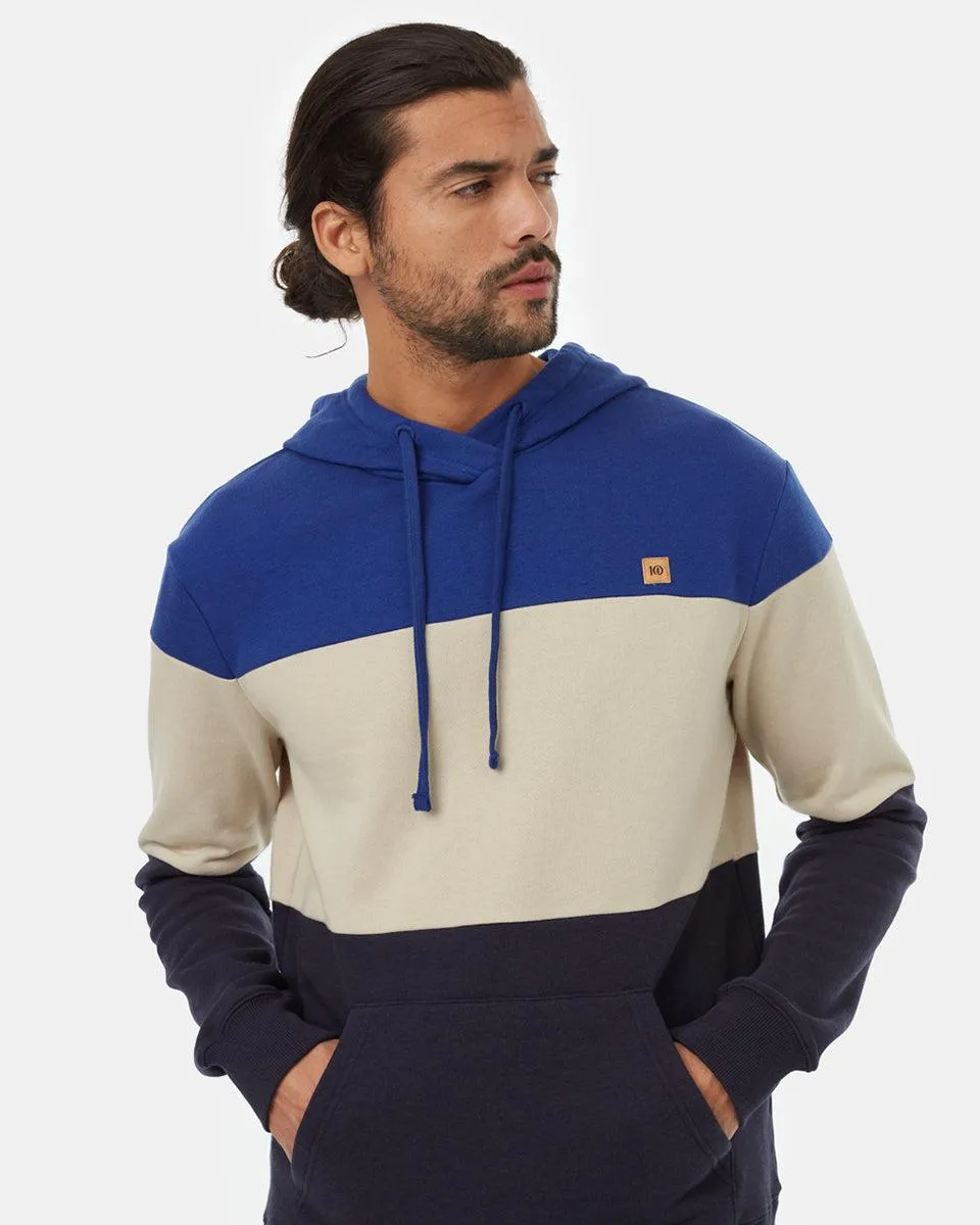 Tentree TreeFleece Blocked Reynard Hoodie - Sodalite Blue/Pale Oak/Midnight Blue.