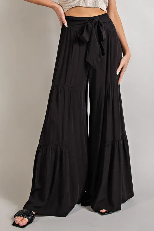 Tiered wide leg pants - tiered wide leg trousers