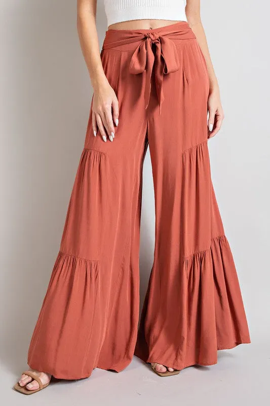 Tiered wide leg pants - tiered wide leg trousers