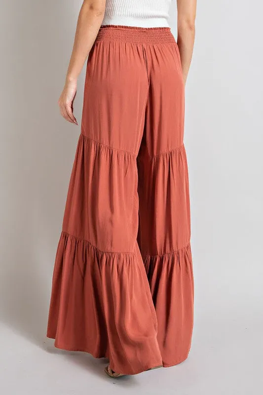 Tiered wide leg pants - tiered wide leg trousers