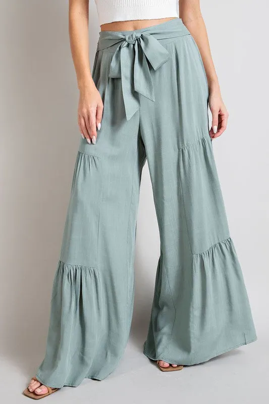 Tiered wide leg pants - tiered wide leg trousers