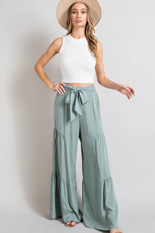 Tiered wide leg pants - tiered wide leg trousers