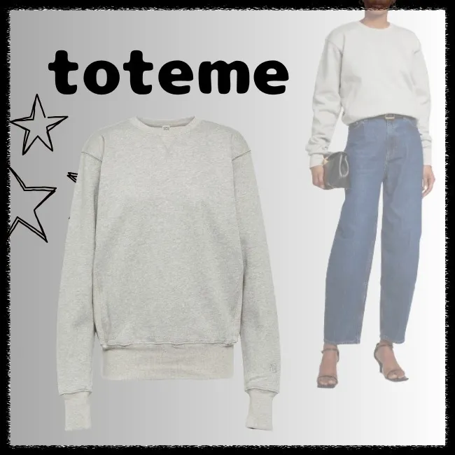 TOTEME Crew Neck Unisex Sweat Street Style Plain Long Sleeves - Shop Now!