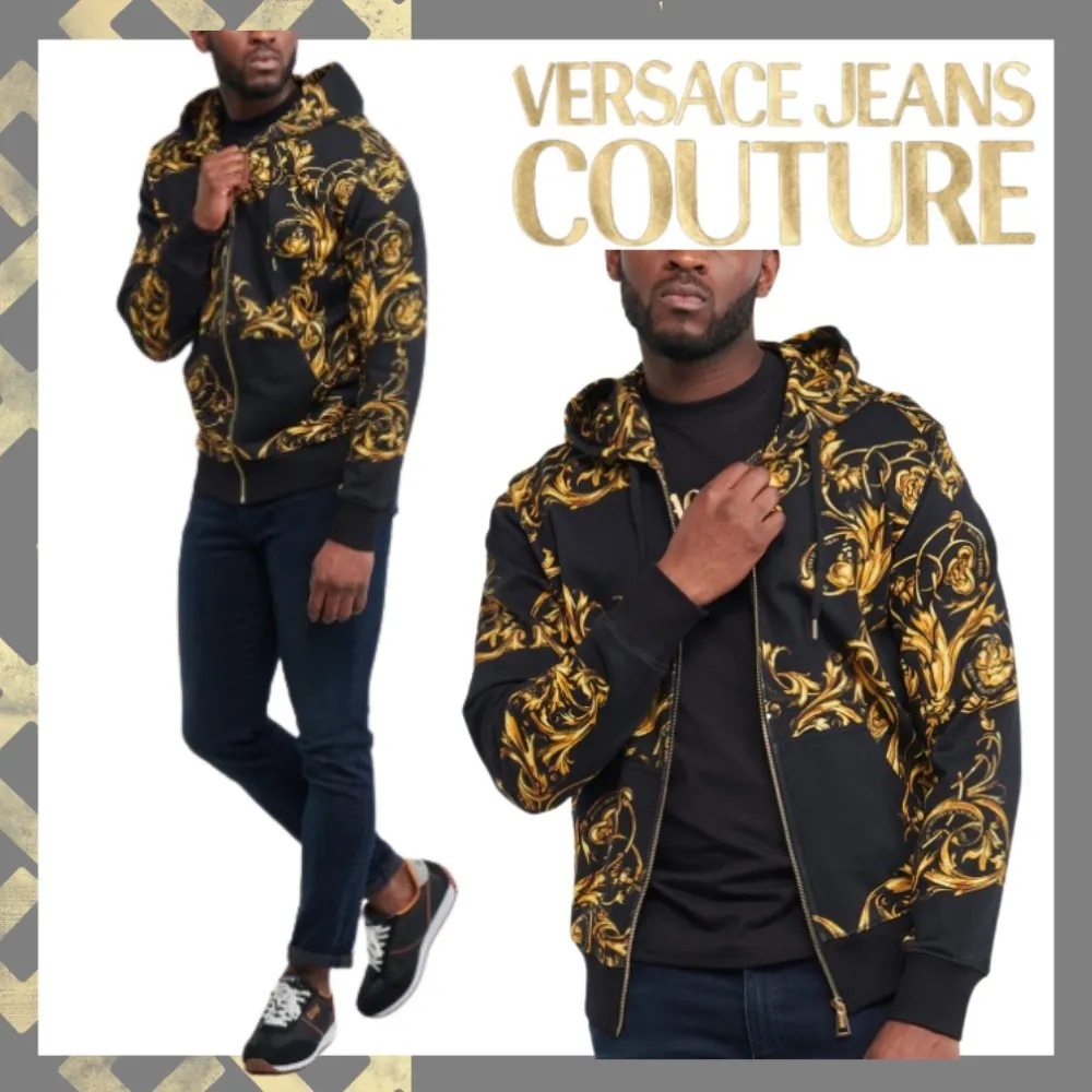 Versace Jeans | Unisex Long Sleeve Cotton Hoodies | Street Style