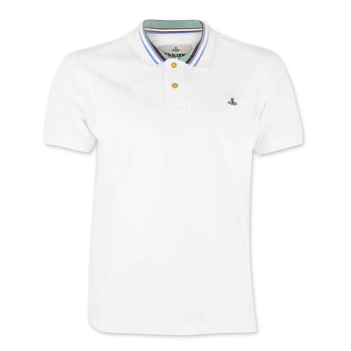 Vivienne Westwood Striped Collar Polo Shirt - White