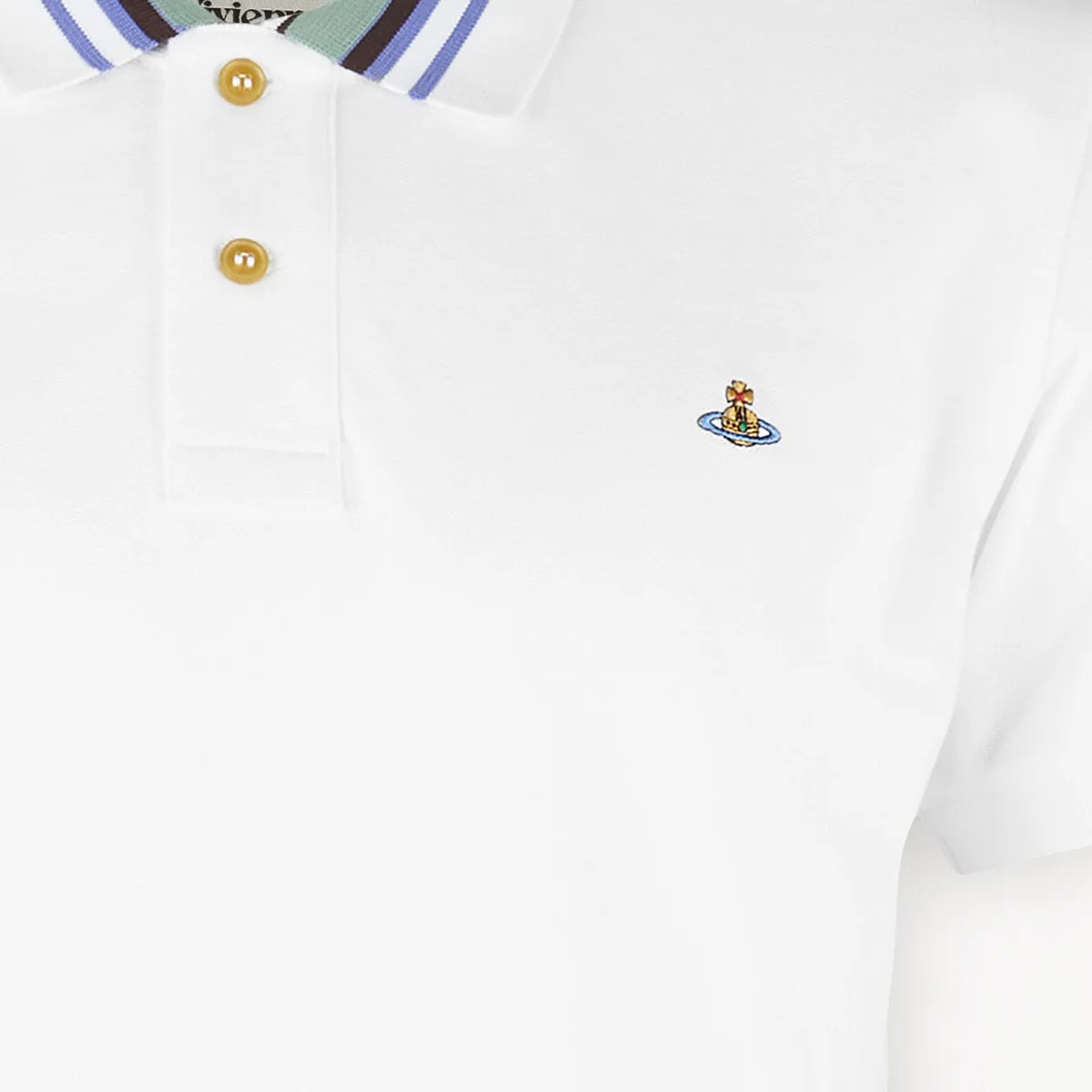 Vivienne Westwood Striped Collar Polo Shirt - White