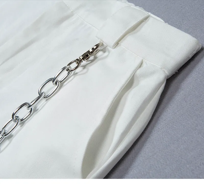 white chain street fashion pants