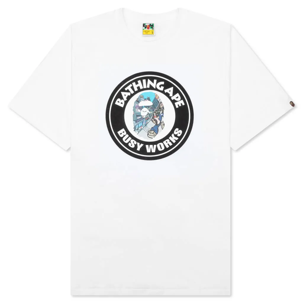 White Comic Art T-shirt for Busy People